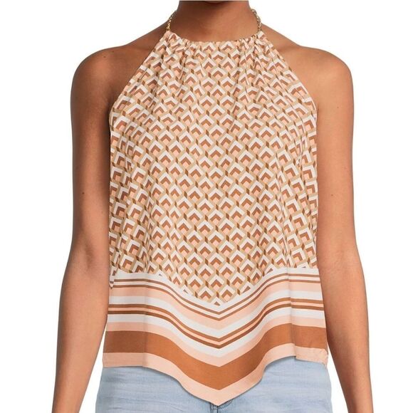 No Boundaries Juniors Plus Size Gold Chain Halter Top - Picture 1 of 10